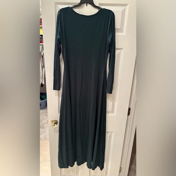 Lulus Swept Away Green Long Sleeve Maxi Dress Large Front Slit Size L - Picture 5 of 8